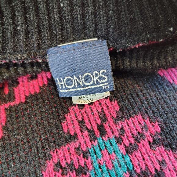 Vtg 80s 90s 2x 22W Floral Acrylic Grandma Colorful Bright Retro Sweater USA - Picture 5 of 6